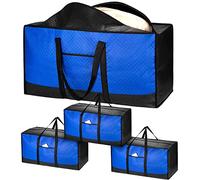 Pack de 4 cajas de almacenamiento extra grandes de 120L con tapa para mudanzas, resistentes bolsas de almacenamiento con cremalleras para ropa, edredones, debajo de la cama, viajes