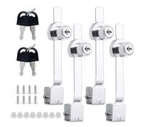 Pack de 4 cerraduras para estantes, cerraduras para terrarios, cerraduras para vitrinas, con tornillo de fijación, cerradura con trinquete, cerradura para puertas de vidrio, con diferentes llaves