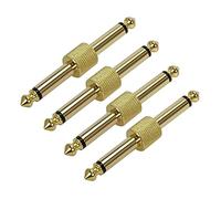 Pack de 4 conectores de pedal de guitarra para pedales de efectos, rectos tipo 1/4", 6,35 mm, TS de cobre a conector jack para pedales de guitarra, pedales de pedal, conectores dorados
