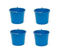 Pack de 4 Cubos de Goma, de Color Azul, de 23,4 x 17,9 cm, con Capacidad de 6 litros, con asa de Metal, para Distintas Funciones, Cubo Limpieza, cubeta agrícola