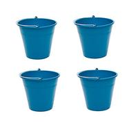 Pack de 4 Cubos de Goma, de Color Azul, de 26 x 22,9 cm, con Capacidad de 8 litros, con asa de Metal, para Distintas Funciones, Cubo Limpieza, cubeta agrícola