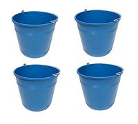 Pack de 4 Cubos de Goma, de Color Azul, de 33,2 x 27,8 cm, con Capacidad de 16 litros, con asa de Metal, para Distintas Funciones, Cubo Limpieza, cubeta agrícola