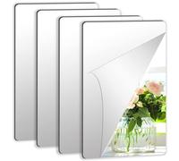 Pack de 4 espejos autoadhesivos de pared, 15 x 23 cm, 2 mm de grosor, acrílicos, extraíbles, para decoración del hogar
