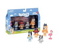 Pack de 4 Figuras de Bluey «La Fiesta del Pijama»; 4 Figuras temáticas con Brazos móviles y Accesorios; Juguetes articulados de 6,3-7,6 cm para recrear los Momentos del Episodio