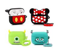 (Pack de 4) Funda para AirPods Pro 2ª/1ª Generación (2022/2019) con Mosquetón, XMBYGY Diseño Bonito de Funda de Silicona con Dibujos Animados Funda de Carga Cubiertas Protectoras para Niños y Niñas
