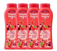 Pack de 4 geles de ducha Black Tulip - Gel de baño Black Tulip fresa y cereza (650 ml). Intensa fragancia frutal que hidrata y nutre la piel con vitaminas. ideal para el uso diario y para una sensació