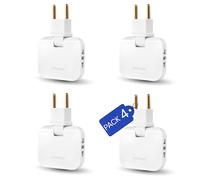 【Pack DE 4 】 Ladron enchufes Plano | Enchufe Plano Pared extraplano de 3 Tomas Giratorio 180º | ladrón Enchufe | enchufes Planos detras Muebles | ladron Enchufe | Ladrones para enchufes