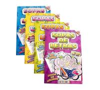 Pack de 4 Libros De Sopas de Letras, 792 Pasatiempos En Español, Letra Grande, Blanco y Negro Nueva Edición Volúmenes 9,10,11,12