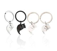 Pack De 4 Llaveros De Gatos, Llaveros De Acero Inoxidable, Llaveros Lindos, Llaveros Puzzle, Llaveros De Pareja, Regalos para Parejas Y Buenos Amigos