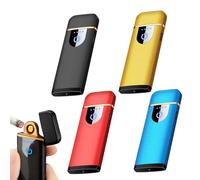 Pack de 4 mecheros electrónicos USB, encendedor eléctrico USB con sensor de huellas dactilares, carcasa de aleación de zinc, encendido de doble cara, encendedor de tormenta sin llama, con caja de