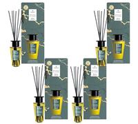 Pack de 4 Mikado Ámbar Bergamota de Calabria - Aroma Fresco y Energizante con Toque Cítrico Premium, Difusor con Varillas 85ml x 4, Decoración Aromática para Hogar - Ambar Perfums