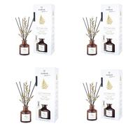 Pack de 4 Mikados Te Chai Zen - Mikado en varillas aromaterapia - Ambientador en varillas - Difusores Aromáticos con Fragancias, Canela, Cardamomo, Jengibre, Clavo y Vainilla con flor decorativa 40 ml