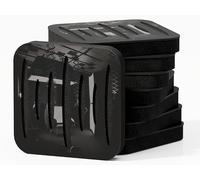 Pack de 4 mini paneles acústicos de absorción y diffusion del sonido | Absorción - Difusión - Reflexión - Insonorización | 23 × 23 cm | Color de placas perforadas:[COLUMBIA | Plástico negro brillante]