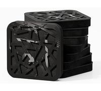 Pack de 4 mini paneles acústicos de absorción y diffusion del sonido | Absorción - Difusión - Reflexión - Insonorización | 23 × 23 cm | Color de placas perforadas: [AKAT | Plástico negro brillante]