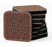 Pack de 4 mini paneles acústicos de absorción y diffusion del sonido | Absorción - Difusión - Reflexión - Insonorización | 23 × 23 cm | Color de placas perforadas: [ENRIA | Nogal]