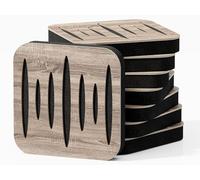 Pack de 4 mini paneles acústicos de absorción y diffusion del sonido | Absorción - Difusión - Reflexión - Insonorización | 23 × 23 cm | Color de placas perforadas: [COLUMBIA | Sonoma]