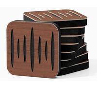 Pack de 4 mini paneles acústicos de absorción y diffusion del sonido | Absorción - Difusión - Reflexión - Insonorización | 23 × 23 cm | Color de placas perforadas: [COLUMBIA | Nogal]