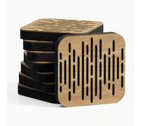 Pack de 4 mini paneles acústicos de absorción y diffusion del sonido | Reducción del ruido - Control de reflexiónes - Insonorización | 23 × 23 cm | Color de placas perforadas: [WAVE-d | Roble]