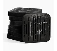 Pack de 4 mini paneles acústicos de absorción y diffusion del sonido | Reducción del ruido - Control de reflexiónes - Insonorización | 23 × 23 cm | Color de placas: [WAVE-d | Plástico negro brillante]