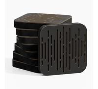 Pack de 4 mini paneles acústicos de absorción y diffusion del sonido | Reducción del ruido - Control de reflexiónes - Insonorización | 23 × 23 cm | Color de placas perforadas: [WAVE-d | Negro]