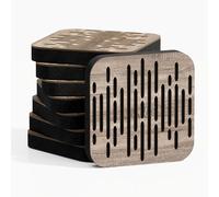 Pack de 4 mini paneles acústicos de absorción y diffusion del sonido | Reducción del ruido - Control de reflexiónes - Insonorización | 23 × 23 cm | Color de placas perforadas: [WAVE-d | Sonoma]