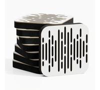 Pack de 4 mini paneles acústicos de absorción y diffusion del sonido | Reducción del ruido - Control de reflexiónes - Insonorización | 23 × 23 cm | Color de placas perforadas: [WAVE-d | Blanco]