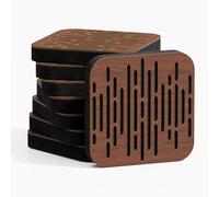 Pack de 4 mini paneles acústicos de absorción y diffusion del sonido | Reducción del ruido - Control de reflexiónes - Insonorización | 23 × 23 cm | Color de placas perforadas: [WAVE-d | Nogal]