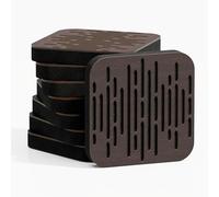 Pack de 4 mini paneles acústicos de absorción y diffusion del sonido | Reducción del ruido - Control de reflexiónes - Insonorización | 23 × 23 cm | Color de placas perforadas: [WAVE-d | Wengué]