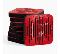 Pack de 4 mini paneles acústicos de absorción y diffusion del sonido | Reducción del ruido - Control de reflexiónes - Insonorización | 23 × 23 cm | Color de placas: [WAVE-d | Plástico rojo brillante]