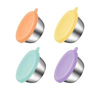 Pack de 4 mini tarros de metal, tapas de silicona, ollas de sabor para niños, contenedores de especias prácticos, pequeños tarros de yogur para cajas de almuerzo