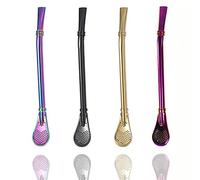 Pack de 4 Pajitas de Acero Inoxidable para el Té/Mate/Refrescos bombilla para mate, pajita reutilizable con filtro te para mate argentino
