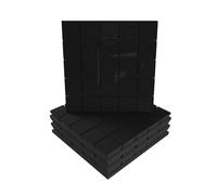 Pack de 4 paneles acústicos absorbentes/difusores | 50 x 50 x 5 cm | Absorción - Difusión - Reflexión - Insonorización | Placas de color: [ x4 GRID | Plástico negro brillante]