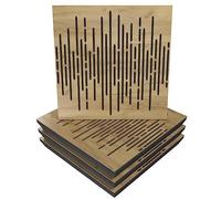 Pack de 4 paneles acústicos absorbentes/difusores | 50 x 50 x 5 cm | Absorción - Difusión - Reflexión - Insonorización | Madera laminada perforada: [ x4 WAVE | Roble]