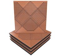 Pack de 4 paneles acústicos absorbentes/difusores | 50 x 50 x 5 cm | Absorción - Difusión - Reflexión - Insonorización | Madera laminada perforada: [ x4 WILDS | Cerezo]