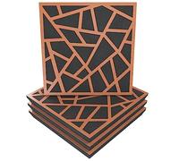 Pack de 4 paneles acústicos absorbentes/difusores | 50 x 50 x 5 cm | Absorción - Difusión - Reflexión - Insonorización | Madera laminada perforada: [ x4 SKYROSS | Cerezo]