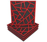 Pack de 4 paneles acústicos absorbentes/difusores | 50 x 50 x 5 cm | Absorción - Difusión - Reflexión - Insonorización | Plástico perforado: [ x4 SKYROSS | Plástico rojo brillante]