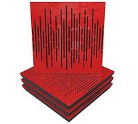Pack de 4 paneles acústicos absorbentes/difusores | 50 x 50 x 5 cm | Absorción - Difusión - Reflexión - Insonorización | Plástico perforado: [ x4 WAVE | Plástico rojo brillante]
