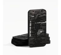 Pack de 4 paneles acústicos estrechos | Absorción y difusión del sonido para control de reflexiones | 23 × 46 cm | Color de placas perforadas: [WAVE-18 | Plástico negro brillante]