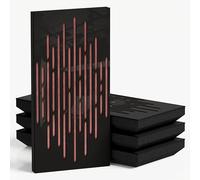 Pack de 4 paneles acústicos estrechos con tela de terciopelo | 50 x 25 cm | Control decorativo del ruido y reducción del eco | Absorción y difusión del sonido | [WAVE-F - Plástico negro | Rosa]