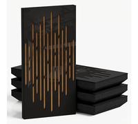 Pack de 4 paneles acústicos estrechos con tela de terciopelo | 50 x 25 cm | Control decorativo del ruido y reducción del eco | Absorción y difusión del sonido | [WAVE-F - Plástico negro | Dorado]