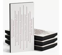 Pack de 4 paneles acústicos estrechos con tela de terciopelo | 50 x 25 cm | Control decorativo del ruido y reducción del eco | Absorción y difusión del sonido | [WAVE-F - Blanco | Blanco]