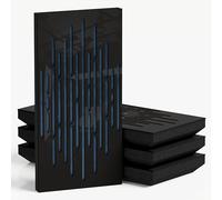 Pack de 4 paneles acústicos estrechos con tela de terciopelo | 50 x 25 cm | Control decorativo del ruido y reducción del eco | Absorción y difusión del sonido | [WAVE-F - Plástico negro | Azul]