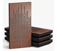 Pack de 4 paneles acústicos estrechos con tela de terciopelo | 50 x 25 cm | Control decorativo del ruido y reducción del eco | Absorción y difusión del sonido | [WAVE-F - Nogal | Gris]