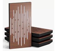 Pack de 4 paneles acústicos estrechos con tela de terciopelo | 50 x 25 cm | Control decorativo del ruido y reducción del eco | Absorción y difusión del sonido | [WAVE-F - Nogal | Blanco]