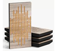 Pack de 4 paneles acústicos estrechos con tela de terciopelo | 50 x 25 cm | Control decorativo del ruido y reducción del eco | Absorción y difusión del sonido | [WAVE-F - Sonoma | Amarillo]