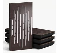 Pack de 4 paneles acústicos estrechos con tela de terciopelo | 50 x 25 cm | Control decorativo del ruido y reducción del eco | Absorción y difusión del sonido | [WAVE-F - Wengué | Blanco]