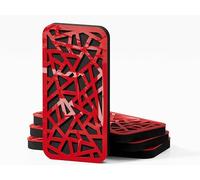 Pack de 4 paneles acústicos estrechos de absorción y diffusion del sonido | Difusión - Reflexión - Insonorización | 23 × 46 cm | Color de placas perforadas: [AKAT-18 | Plástico rojo brillante]