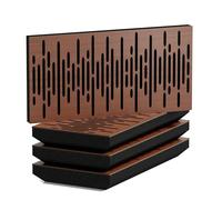 Pack de 4 paneles acústicos horizontales estrechos para absorción y difusión | 50 x 25 cm | Difusión - Reflexión - Insonorización | Modelo-Grosor-Color: [WAVE-H - 53mm | Nogal]