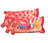 PACK de 4 paquetes de Galletitas AMOR de BAGLEY. Galletitas Dulces rellenas sabor a almendras.