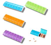 Pack de 4 pastilleros para 7 días, pastillero para 7 días, divisor de medicamentos de vitamina, 7 días, pequeño, organizador de píldoras, almacenamiento de medicamentos, 7 días, adecuado para el